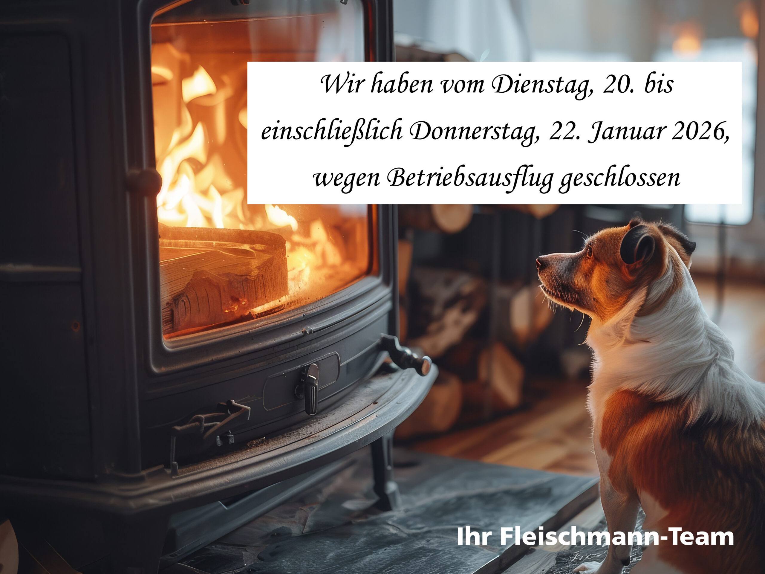 Wir haben vom 20. bis 22.01.2026 wegen Betriebsausflug geschlossen.